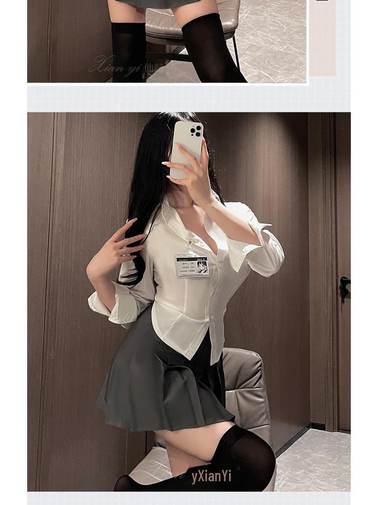 Xianyi Japanischer Stil Plissee-Rock & Kurzarmhemd JK Uniform für Damen