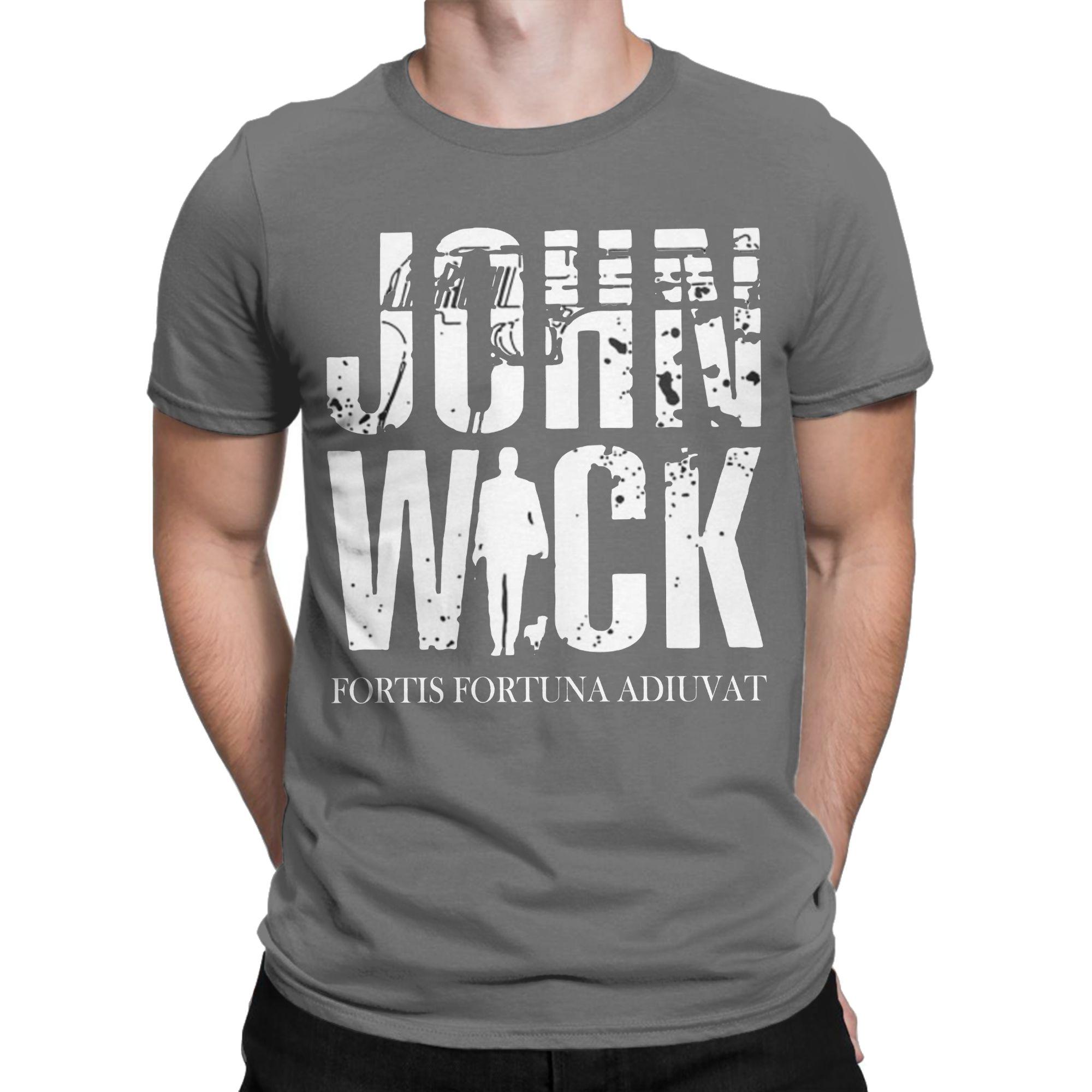

John Wick Fortis Fortuna Adiuvat T Shirt Men s Pure Cotton Funny T-Shirt Crewneck Tee Shirt Short Sleeve Clothing Printed 4XL