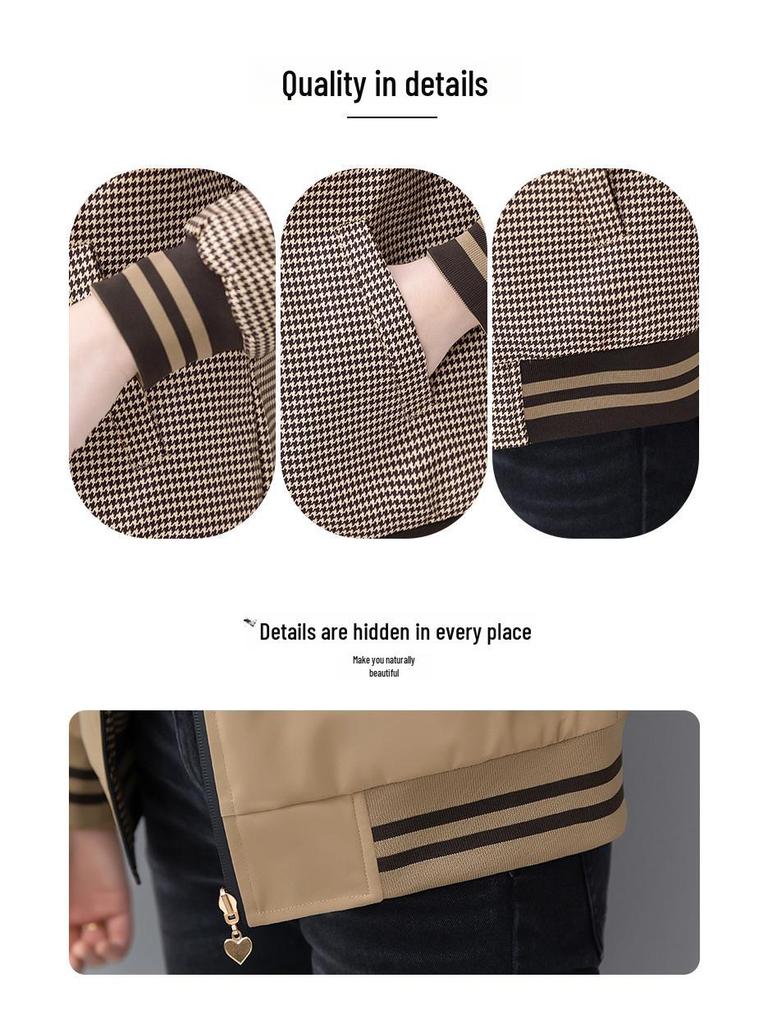 Women's Spring & Autumn 2025 Stylish Stand Collar Double-Sided Cardigan Coat for Middle-Aged Mothers