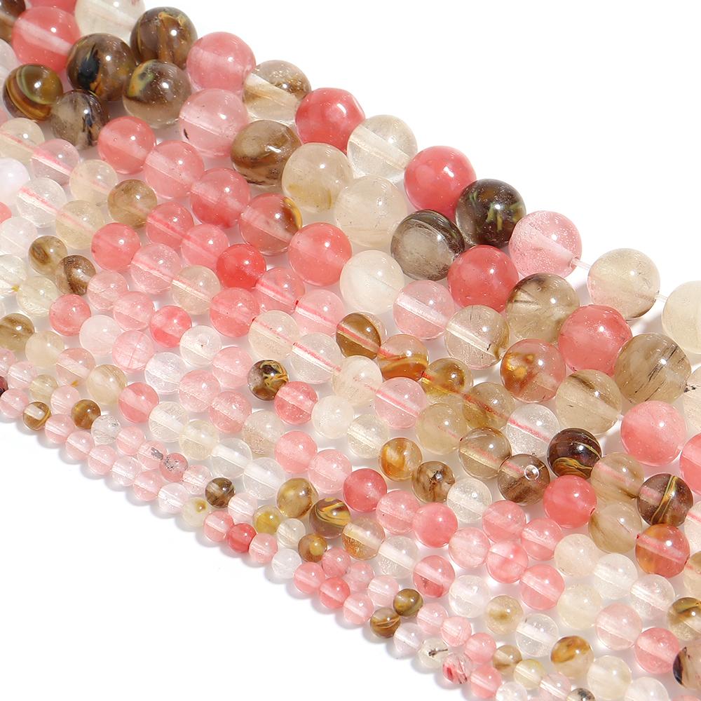 1 Strand 4/6/8/10/12mm Natural Stone Beads Watermelon Peel Round Loose Spacer Beads For Jewelry Making DIY Necklace Bracelets