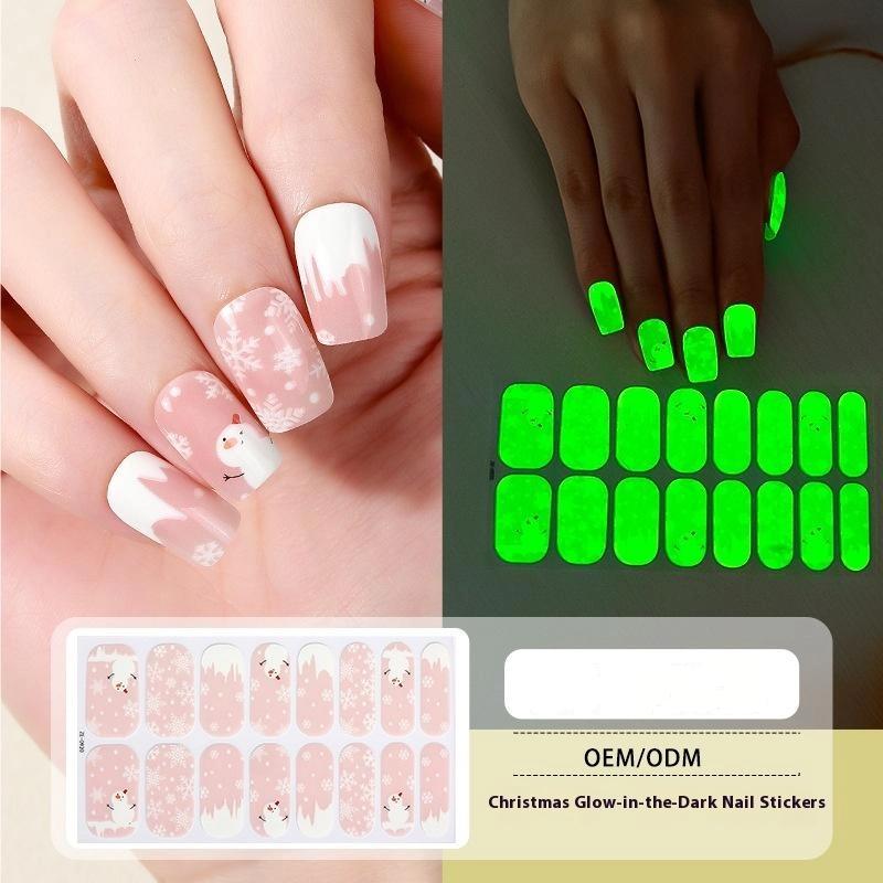 Різдвяні смужки для нігтів з пилкою Дід Мороз Ялинка Шкарпетка Різдвяні смужки для нігтів Повні обгортання для жінок Святковий арт