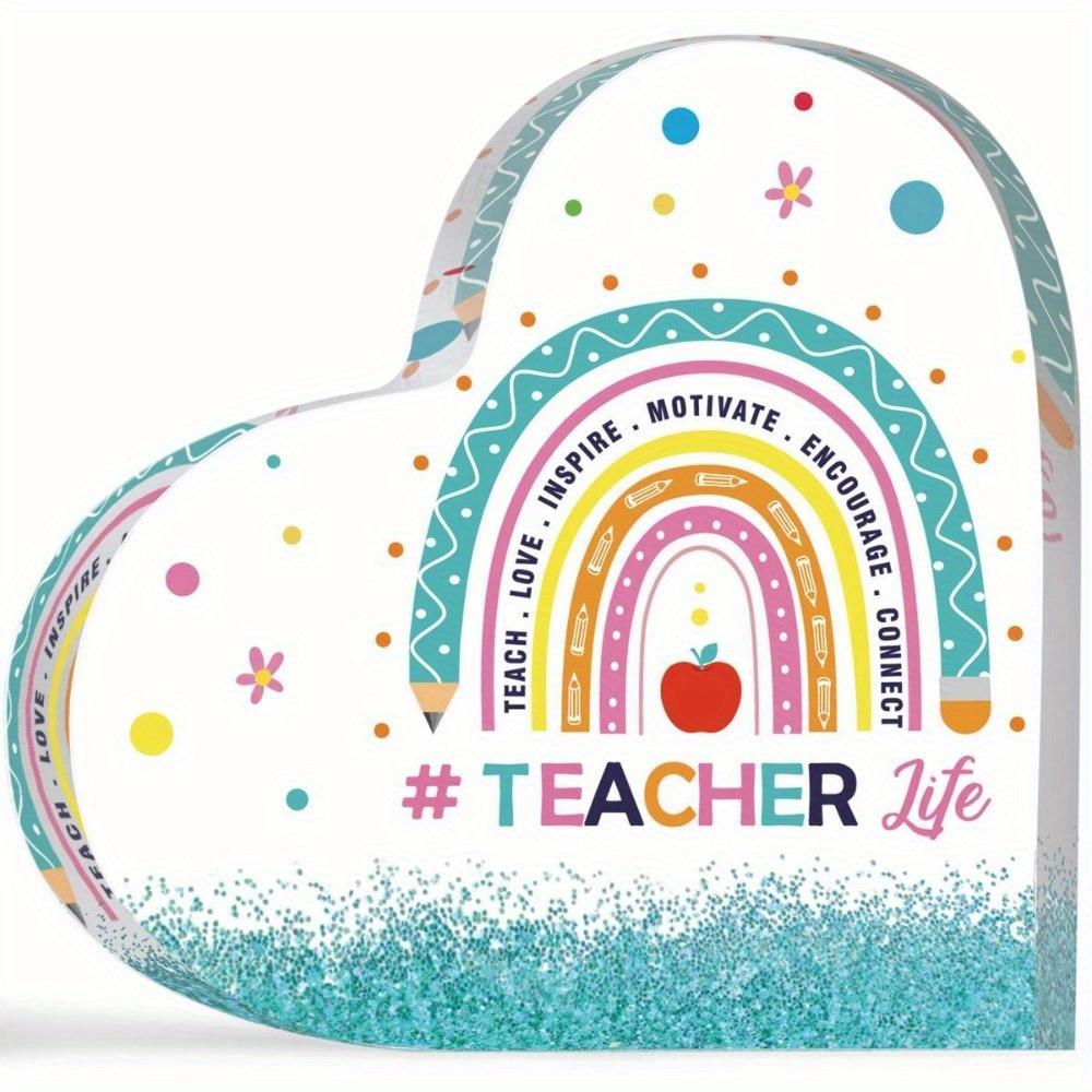 Teacher Appreciation Acrylic Keepsake. A thoughtful paperweight gift for graduation, retirement or school days. чистый