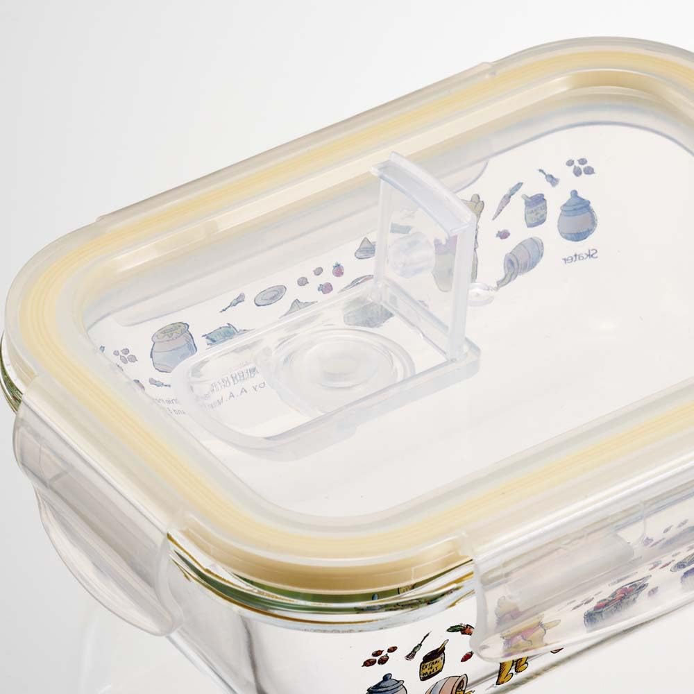 Skater Glass Storage Disney Winnie the Pooh Picnic and Dishwasher Heat-Resistant Container, Design, 370ml, Small, Oven, Microwave, Safe, GBST4-A