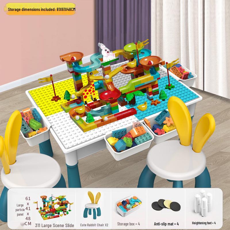 Large Particle Multifunctional Building Blocks Table for Early Education Games