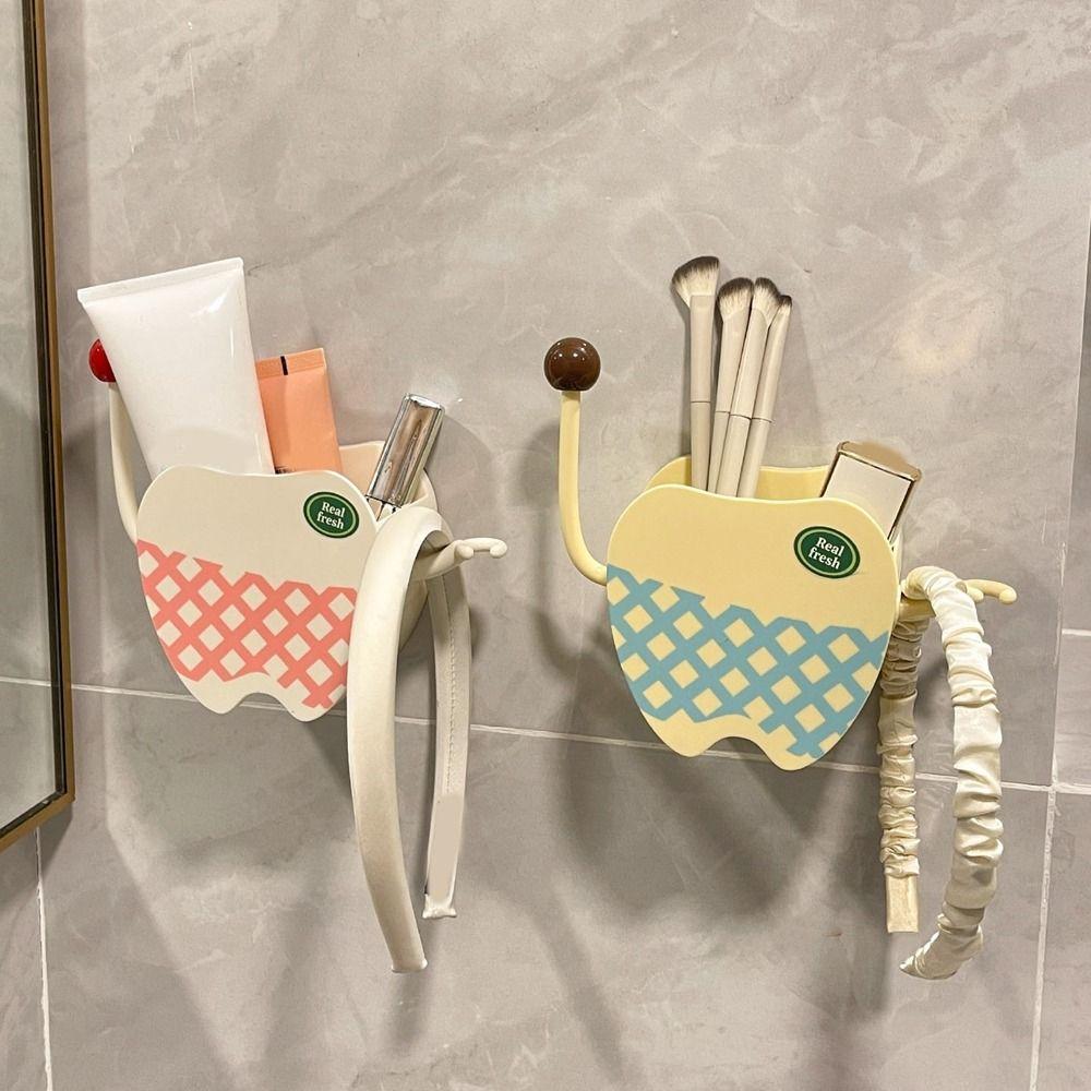 Cartoon Wall Storage Rack Plastic Cosmetic Storage Box Multifunctional Bathroom Shelf Kitchen