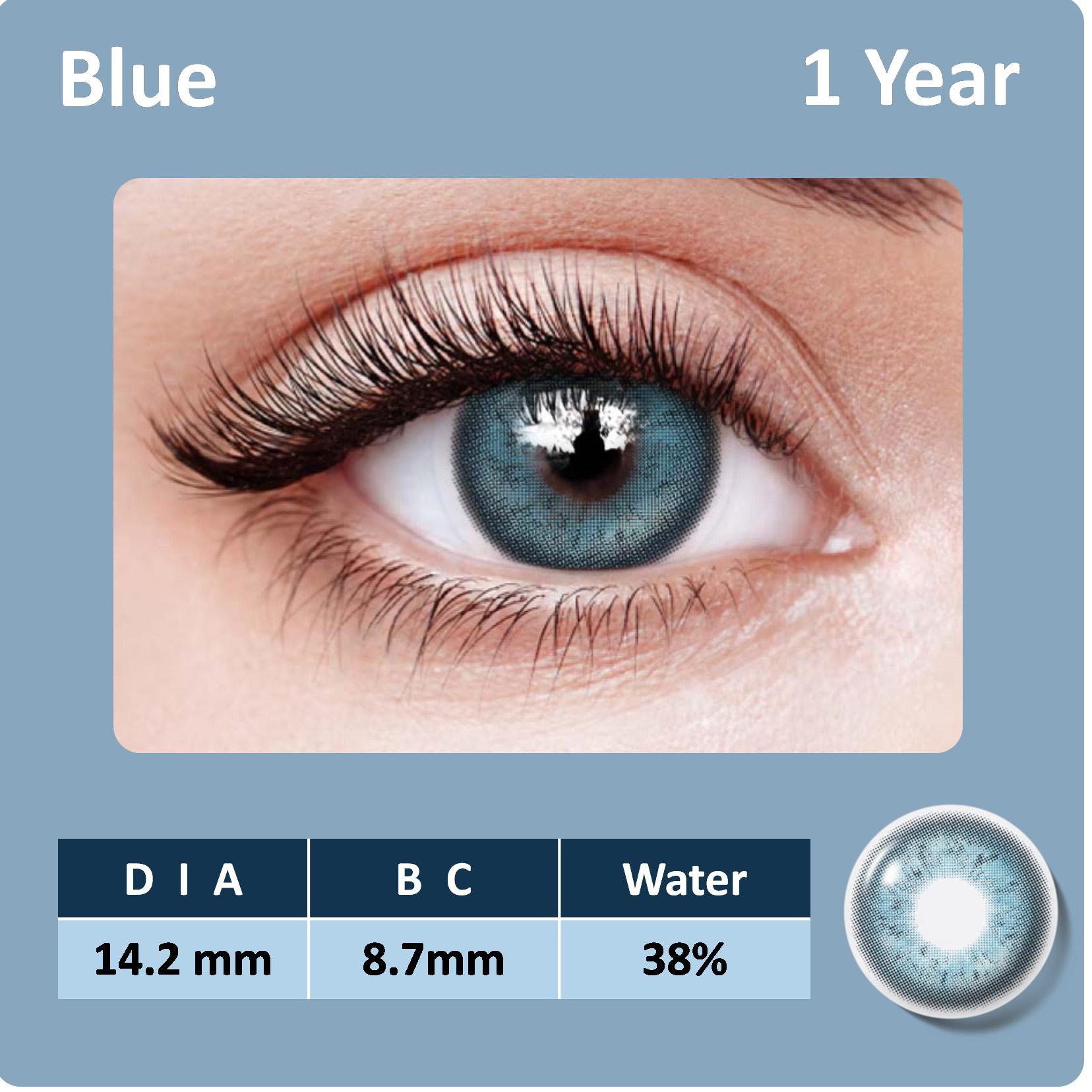 

Цветные контактные линзы Эффект европейского смешения Зеленые и голубые глаза, Натуральный и повседневный цвет, 14,2 мм Годового использования Мягкие линзы 0 синий
