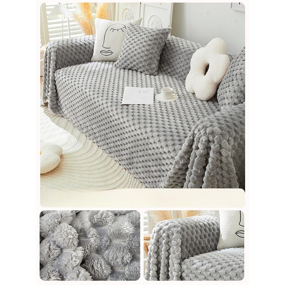 

Зимний утолщенный плюшевый чехол для дивана с кроликом, тканевый зимний чехол для дивана, Нескользящие подушки для сиденья с защитой от кошачьих лап 180*130cm