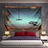 Black Cat and Spider with Autumn Leaves Pattern Wall Hanging Tapestry Decorative Tapestry Home Decor for Bedroom and Living Room