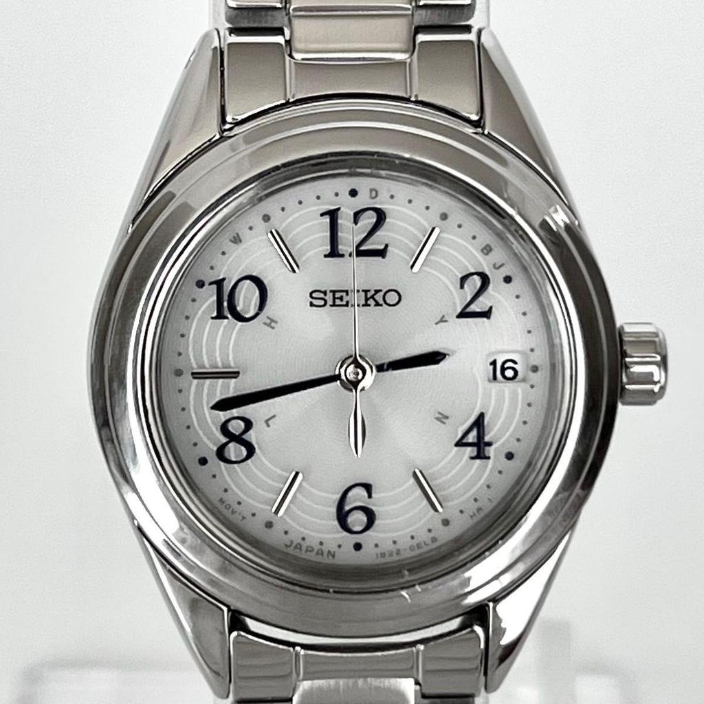 Used [In operation] Polished Seiko SEIKO ladies watch radio solar good condition silver white dial s2383