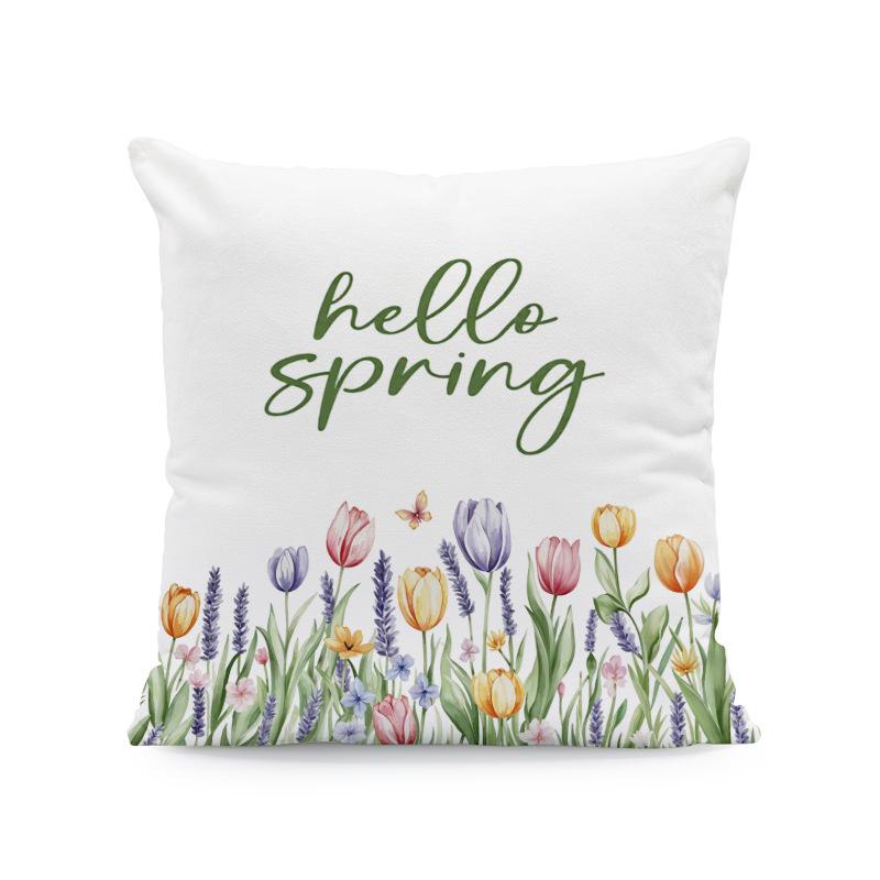 Spring/Summer Floral Cushion Cover: Sunflower, Black Cat, and Forget-Me-Not Design – Pillow Insert Not Included 45x45cm (Pillow Insert Not Included)