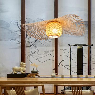 Vintage Handwoven Bamboo Chandeliers Rattan Led Hanging Ceiling Restaurant Kitchen Bar Decor Lamp E27 Without Light Bulb