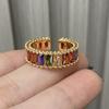Gold-plated high-quality rainbow crit super flash open ring, full of diamonds, exquisite non-fading ring.