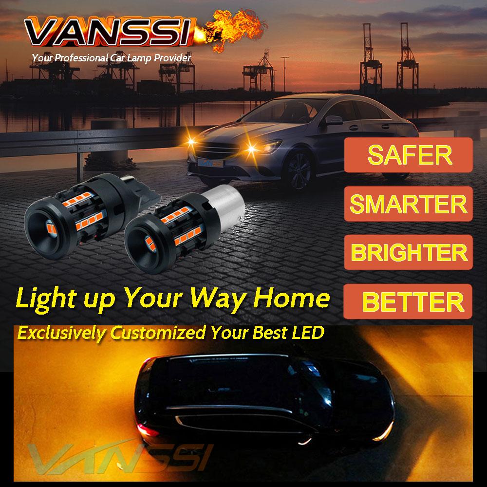 2Pcs BA15S P21W LED No Hyper Flash Amber Yellow T20 W21W 7440 WY21W 1156 BAU15S PY21W LED Bulbs Car Turn Signal Light 12V-24V