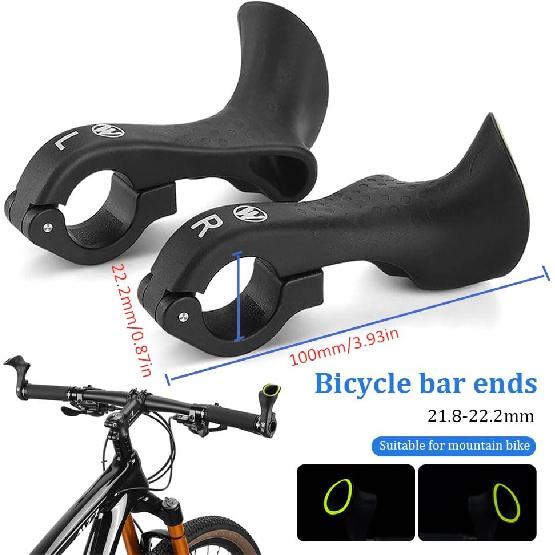 Bike Handlebar Ends Ergonomic No-Slip MTB Mountain Bike Road Cross-Country Bicycle Handlebar Extender Bar Ends Suitable For 21.8-22.8Mm Handlebar