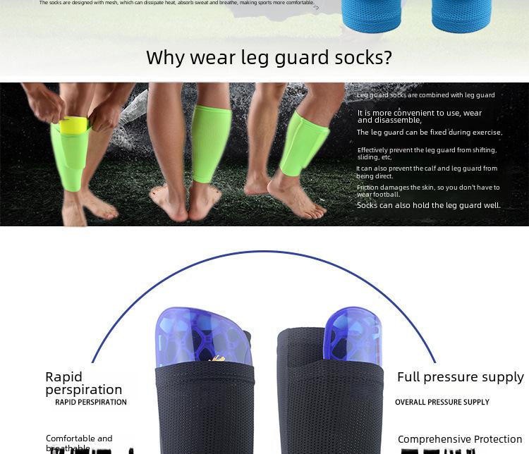 Atmungsaktive Schienbeinschoner-Ärmel im Taschenformat: Fußballsocken mit weichen Einsätzen für Erwachsene & Jugendliche.