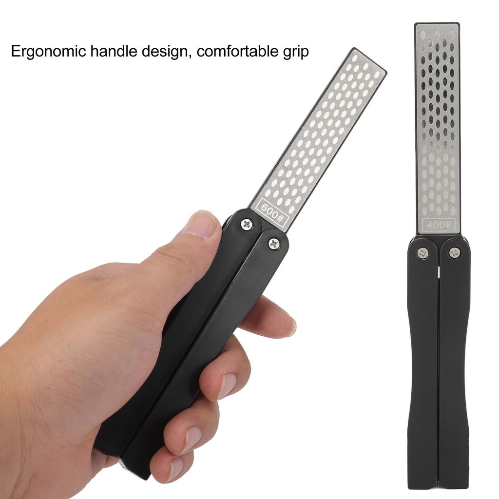 Double Sided Sharpener Portable Emery Fan Shaped Folded   Sharpener for Outdoor Garden