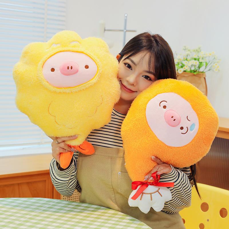 Fried Shrimp Pig Plush Toy Burger Chicken Thighs Pig Doll Children Sleeping Pillow Birthday Gift