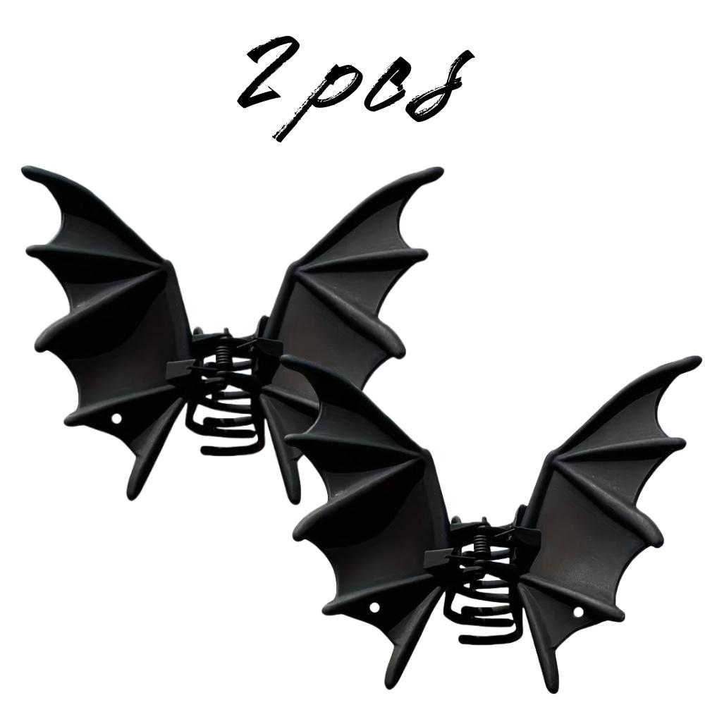 1/3pcs Gothic Bat Shark Hair Clip Punk Black Wings Hairpiece for Halloween Theme Party Ponytail Holder Claw Clips Hair Accessory