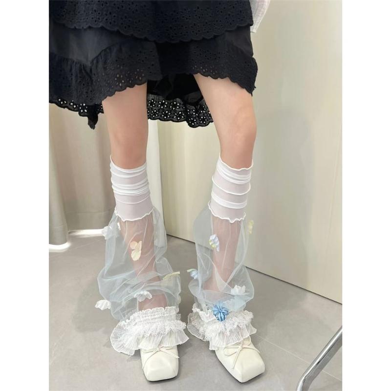 Fashionable Kids Leg Warmer Transparent Sweet Design Breathable Nylon Comfortable For Daily Use And Parties