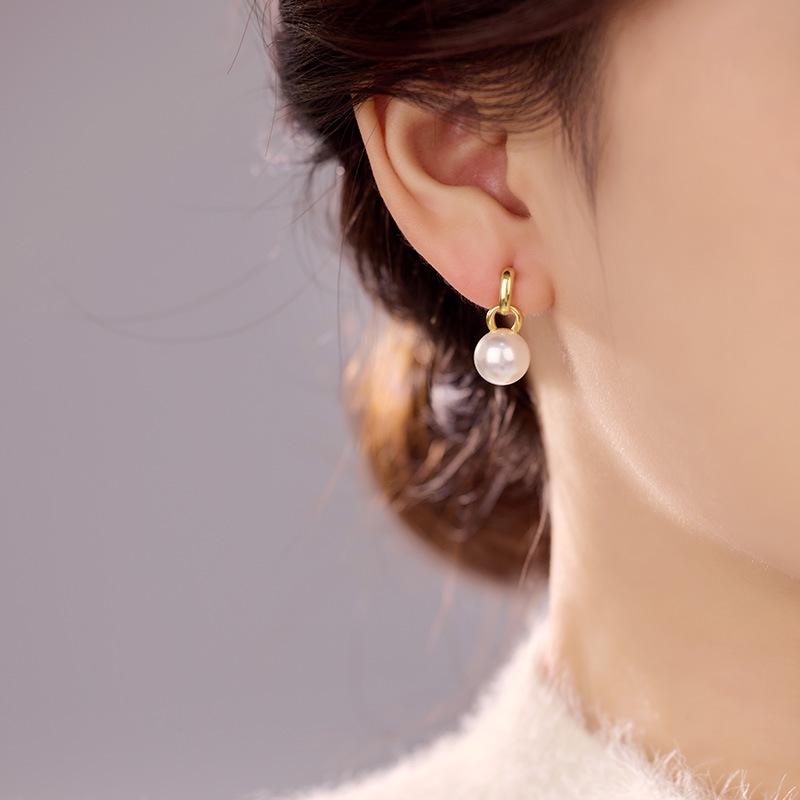 Banyan Tree S925 Silver Star Pearl Earrings - High-End Fall/Winter Fashion for Women