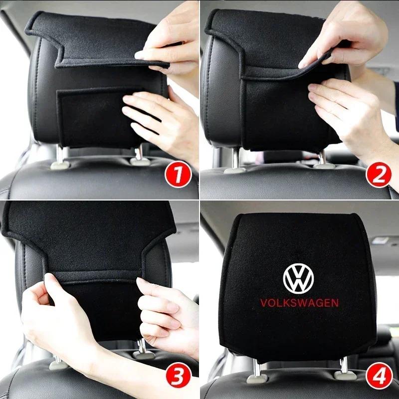 Car Headrest Cover Seat Head Pillow Neck Headrest Cover For Volkswagen Polo Golf 3 4 5 6 7 8 6 T5 B4 B5 B6 B7 B8 MK4 MK5 MK6 MK7 MK8