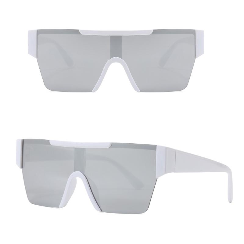 Outdoor Sports One Piece Cycling Sunglasses For Men's And Women's Large Frame Water Silver Cyberpunk Motorcycle Mirror Shades UV Resistant