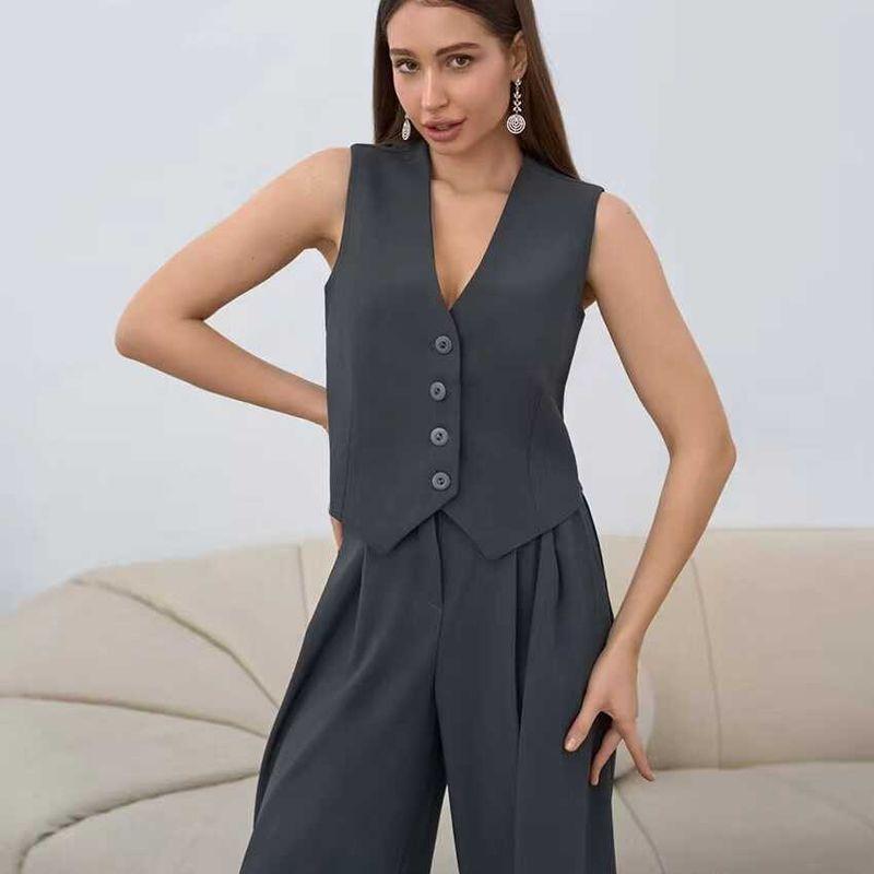 Western Style New Fashion Cardigan Vest Trousers Two-piece Set Cardigan Vest and Pants Set