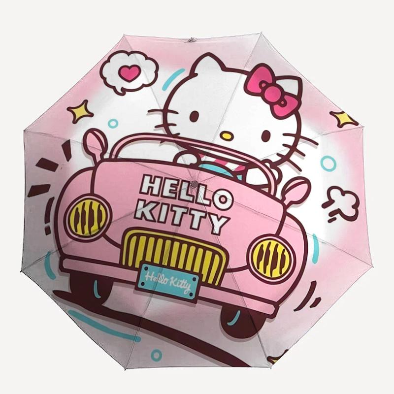 1pc Hello Kitty Pink Car Automatic Folding Umbrella - Portable 3-Fold Design with Iron Frame, Perfect for Outdoor Use, Festive Gifts, Travel, Daily Us
