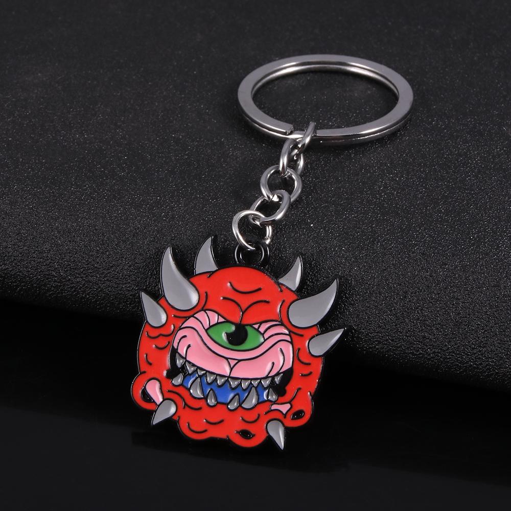 Game Doom Slayer Keychain Cartoon Giant Brain Demon Pendant Sword of Judgment Keyring For Game Fans Cosplay Props Jewelry Gifts