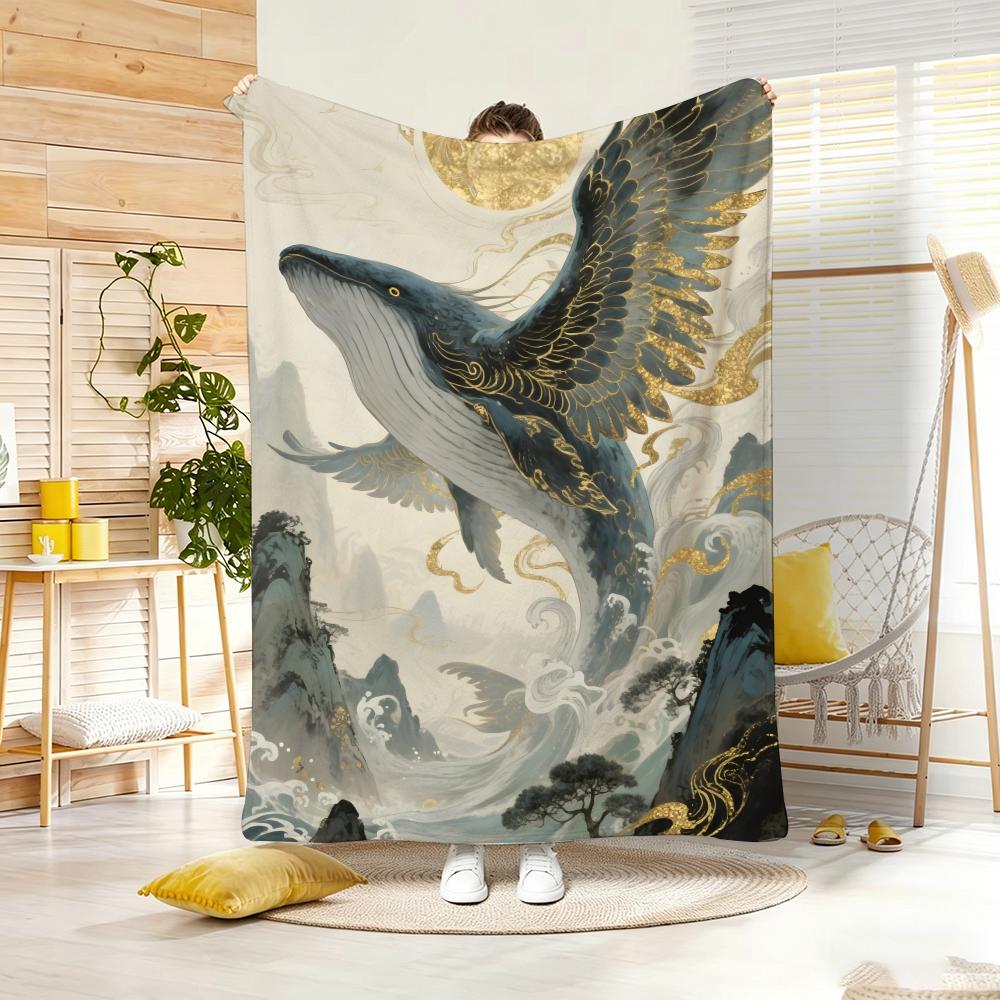 Cartoon S-Shan Hai Jing Beasts Throw Soft Warm Throw Blanket For Bedroom Living Room Bed Travel Camping Picnic Gift