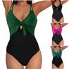 Women's Color-blocked Backless One-piece Swimsuit