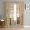 Vintage Style Cast Iron Advertisement Sheer Curtains for Living Room Tulle Window Curtain Bedroom Kitchen Veil Drapes