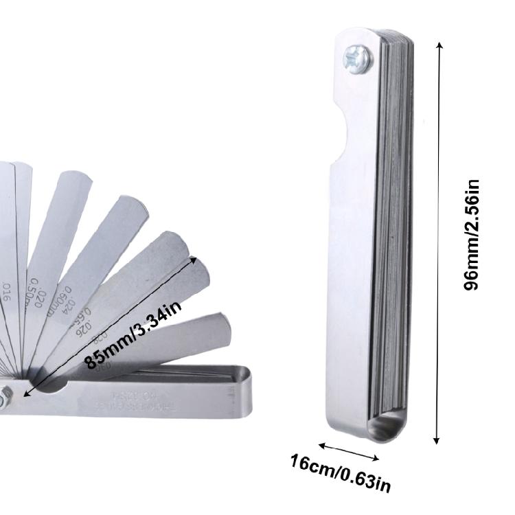 Thickness Gauge Stainless Steel Curved Feeler Gauge Ruler Welding Inspection Tool 0.001-0.04" (0.03-1.00mm)