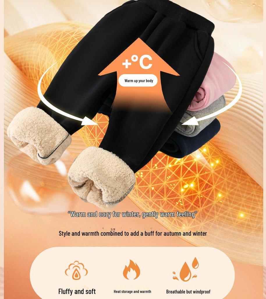 Kinder Fleece Sweatpants - Warme Winter Leggings, Trendige Lammfellhose für Kinder