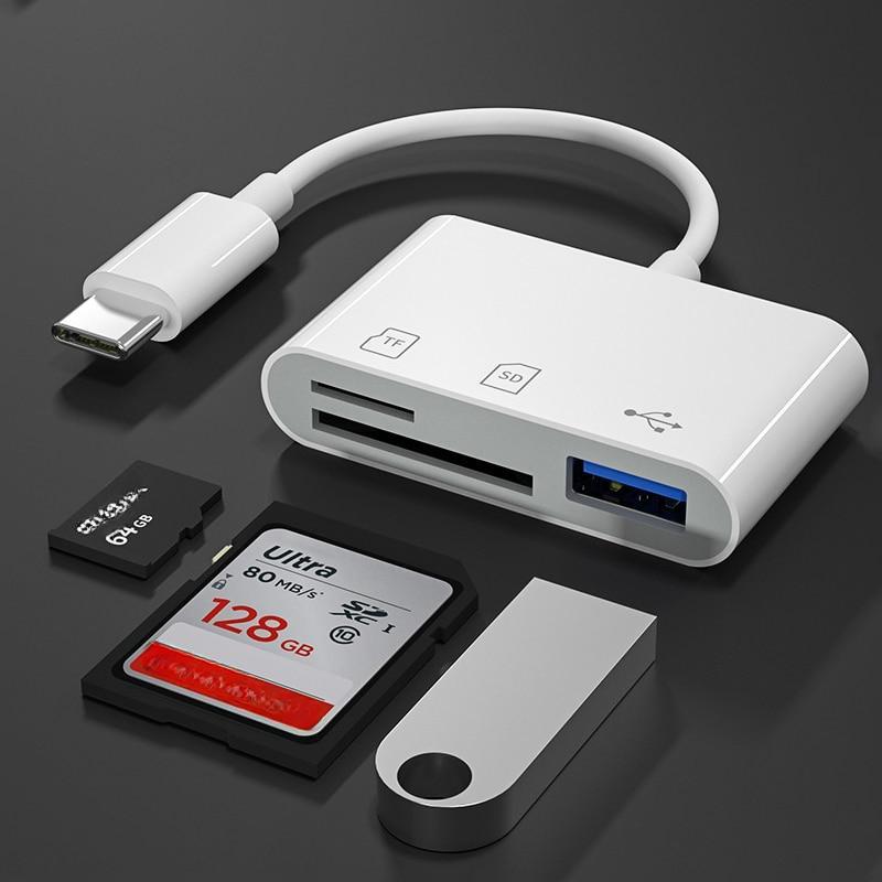 Adaptor tip C Cititor de carduri de memorie TF CF SD Scriitor OTG Compact Flash USB-C pentru IPad Pro Huawei pentru Macbook Cititor de carduri USB tip C