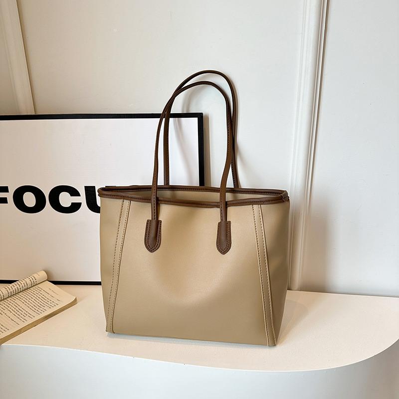 

Stylish Retro Large Capacity Tote Bag For Women Ideal For Daily Commuting In White Brown Black And Khaki хакі