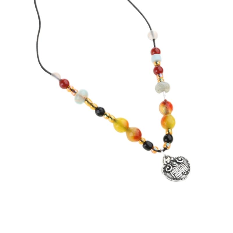 Exquisite Halskette im traditionellen chinesischen Stil Ethnischer Stil Anhänger Halskette Antike Kordel Schmetterlingsblumen-Charms Kette
