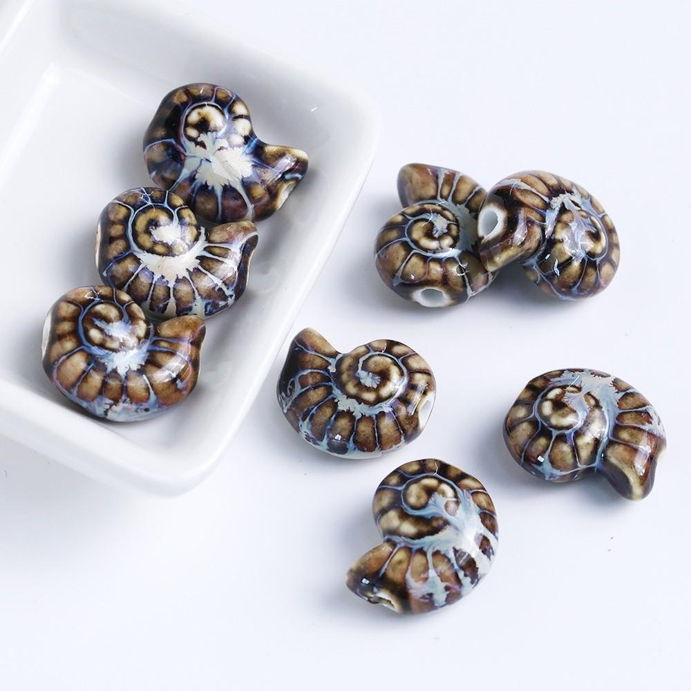 Embossed Conch Spacer Porcelain Beads Glazed DIY Jewelry Making Snail Ceramic Beads Earrings