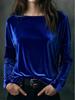 Spring 2026 Elegant Velvet Round Neck Women's Top