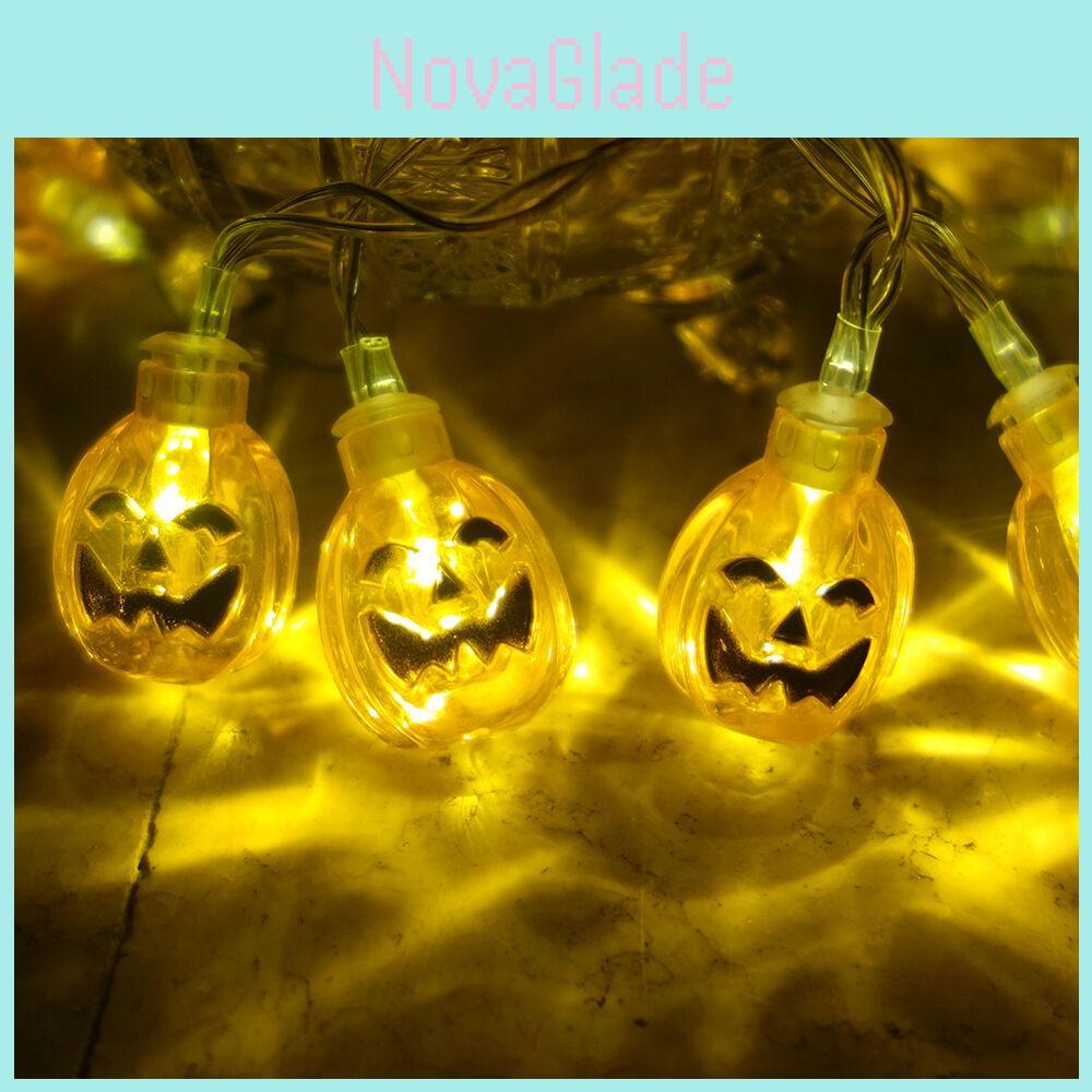 Striking Halloween Led Fairy Lights Adorned With Playful Pumpkins Spiders Skeletons For Unique Window Decor