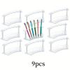 9pcs Plastic Makeup Brush Holder 6 Slots Pens Display Stands Transparent Pen Display Racks for Craft Shows Home Office Organizer