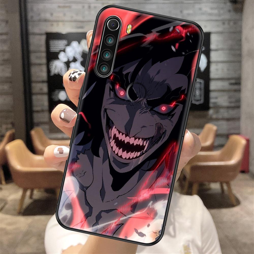 Anime Solo Leveling Telefonkasten für Xiaomi Redmi Note 7 8 9 10 7A 8T 9A 9T 9S 10S Pro schwarz Mode Funda Malerei Cover weich