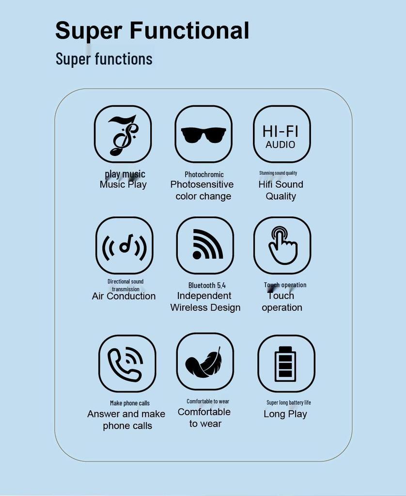 F02 Smart Bluetooth Audio Sunglasses: Ultra-light, Fashionable Sun & Eye Protection for Music, Sports, Cycling & Navigation