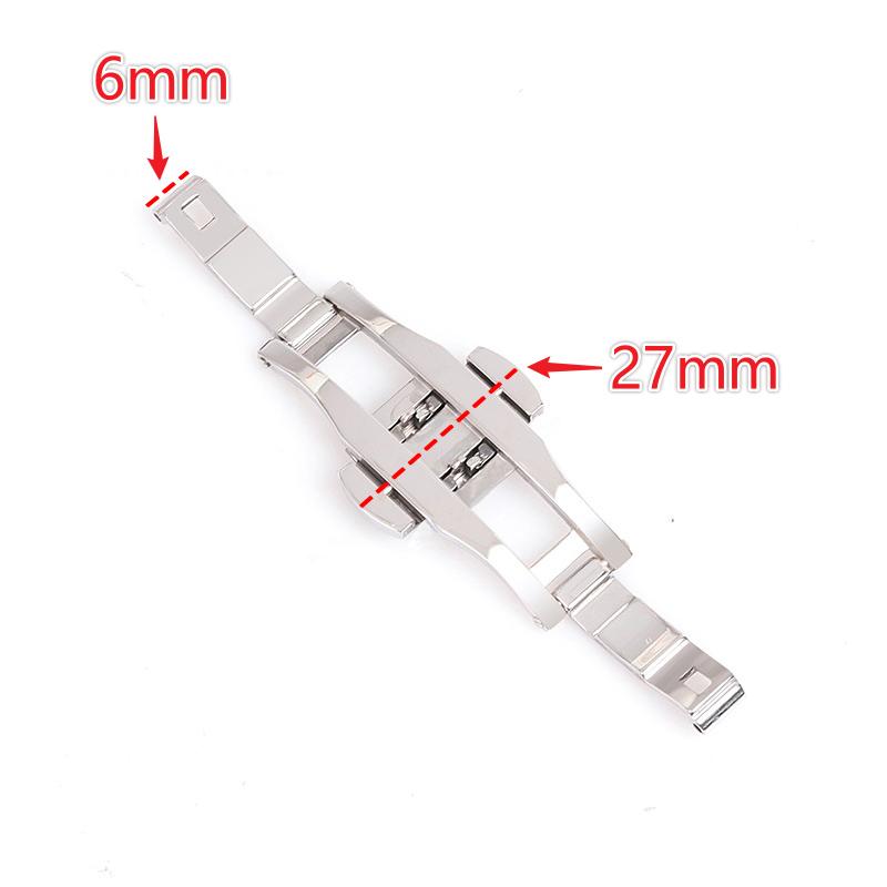 Zilveren Dubbele Druk Vlinder Horlogeband Gesp Staal Vouwsluiting Metaal Heren Dames Horloge Knop 4mm 5mm 6mm Horloge Accessoires