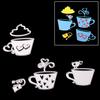 Lot de 5 pochoirs de découpe en métal pour sachets de thé et tasses à café, pour scrapbooking, DIY