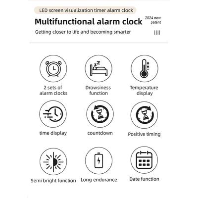 Visual Time Manager Clock 1200mAh Temperature Date Countdown Table Clock Dual Alarm LED Digital Clock Desktop Clock Time Manager