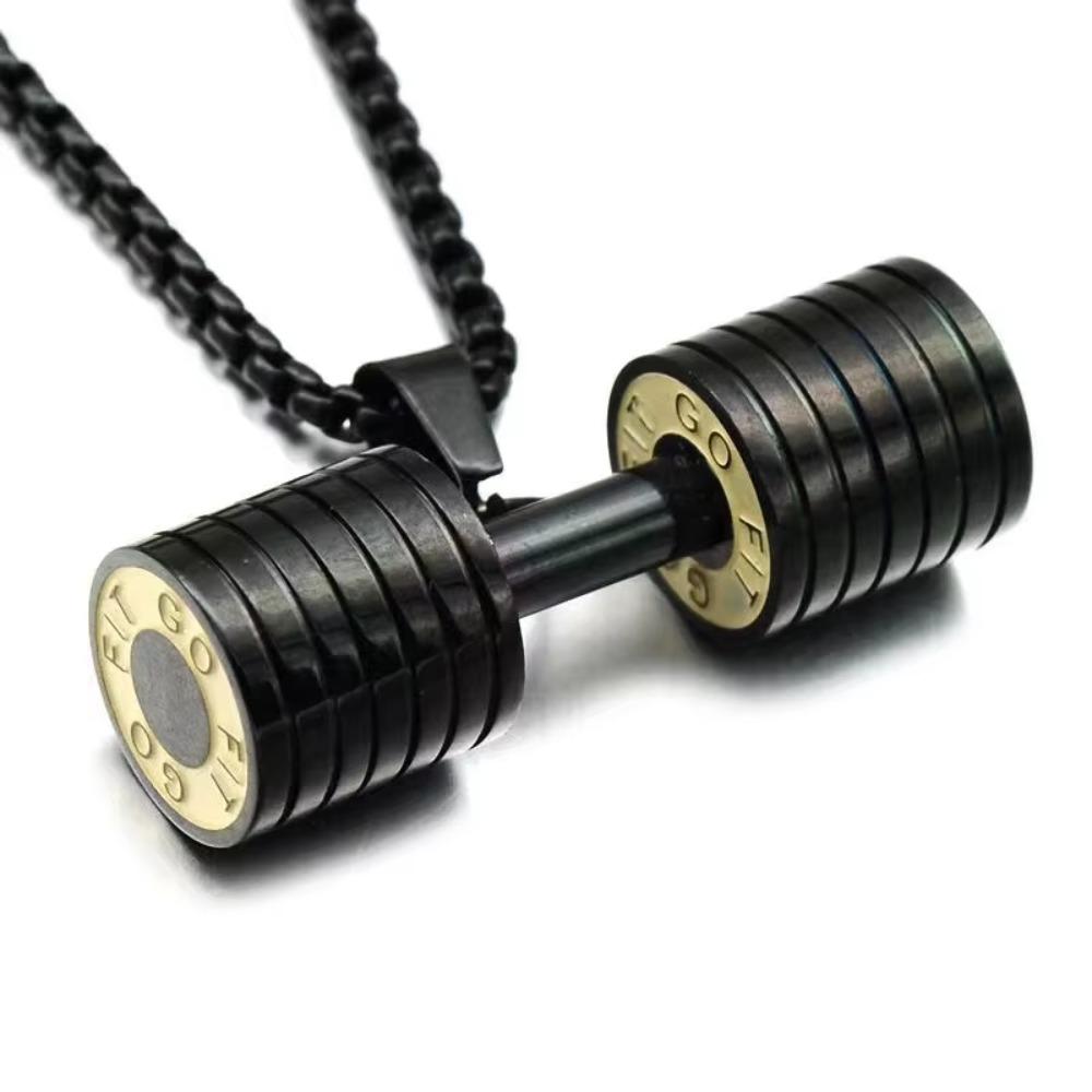 Zinc Zinc Alloy Fitness Series Pendants Bead Chain Dumbbell Sports Necklace  Jewelry Accessories