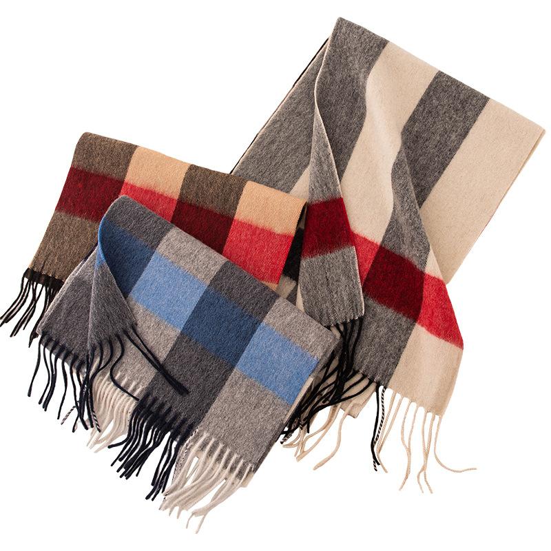 Scarf Korean Style Atmospheric Wool Scarf for Women High End  Long and Simple Women's Plaid Autumn and Winter Cashmere Shawl
