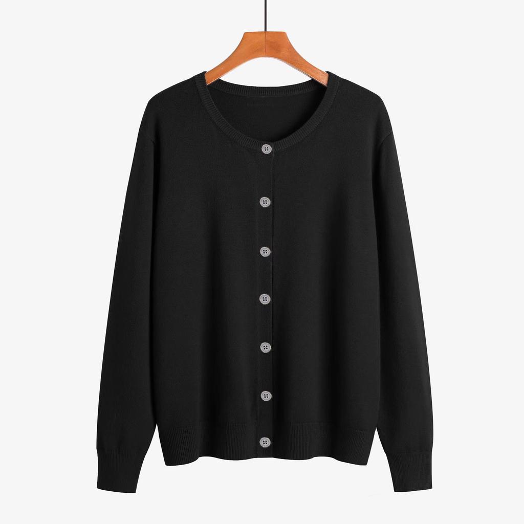 Women's Round Neck Knit Cardigan - Autumn Lightweight Short Coat, Casual Style