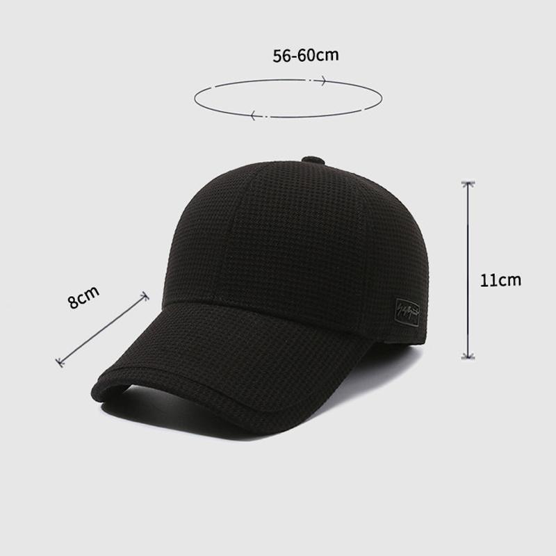 Herre Vinter Varm Lue Middelaldrende og Eldre Vindtett Kuldebestandig Lue Ørebeskyttelseslue Fløyelstykk Baseballcaps